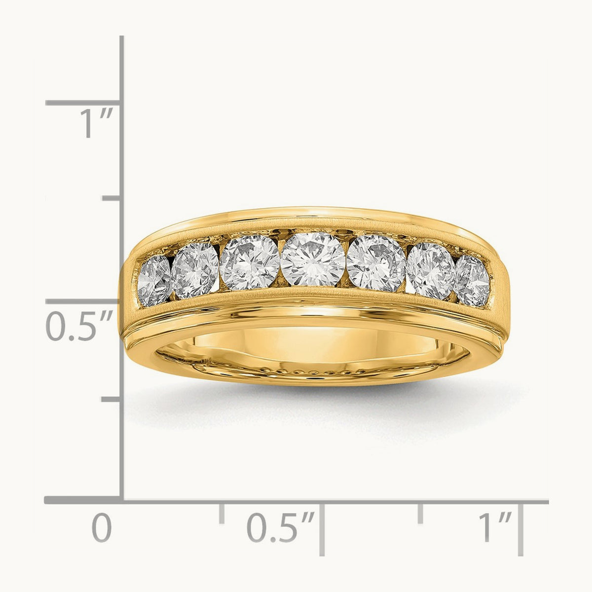 7 Stone Men's Ring, 1.50 ct tw Lab-Grown Diamond — 10K Yellow Gold
