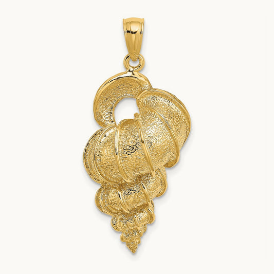 2-D Precious Wentletrap Shell Charm, 14K