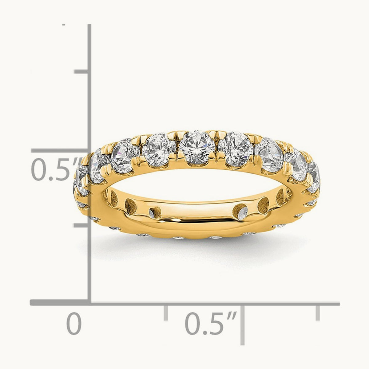 Polished U Shared Prong Diamond Eternity Band, 2.00 ct tw — 14K Yellow Gold