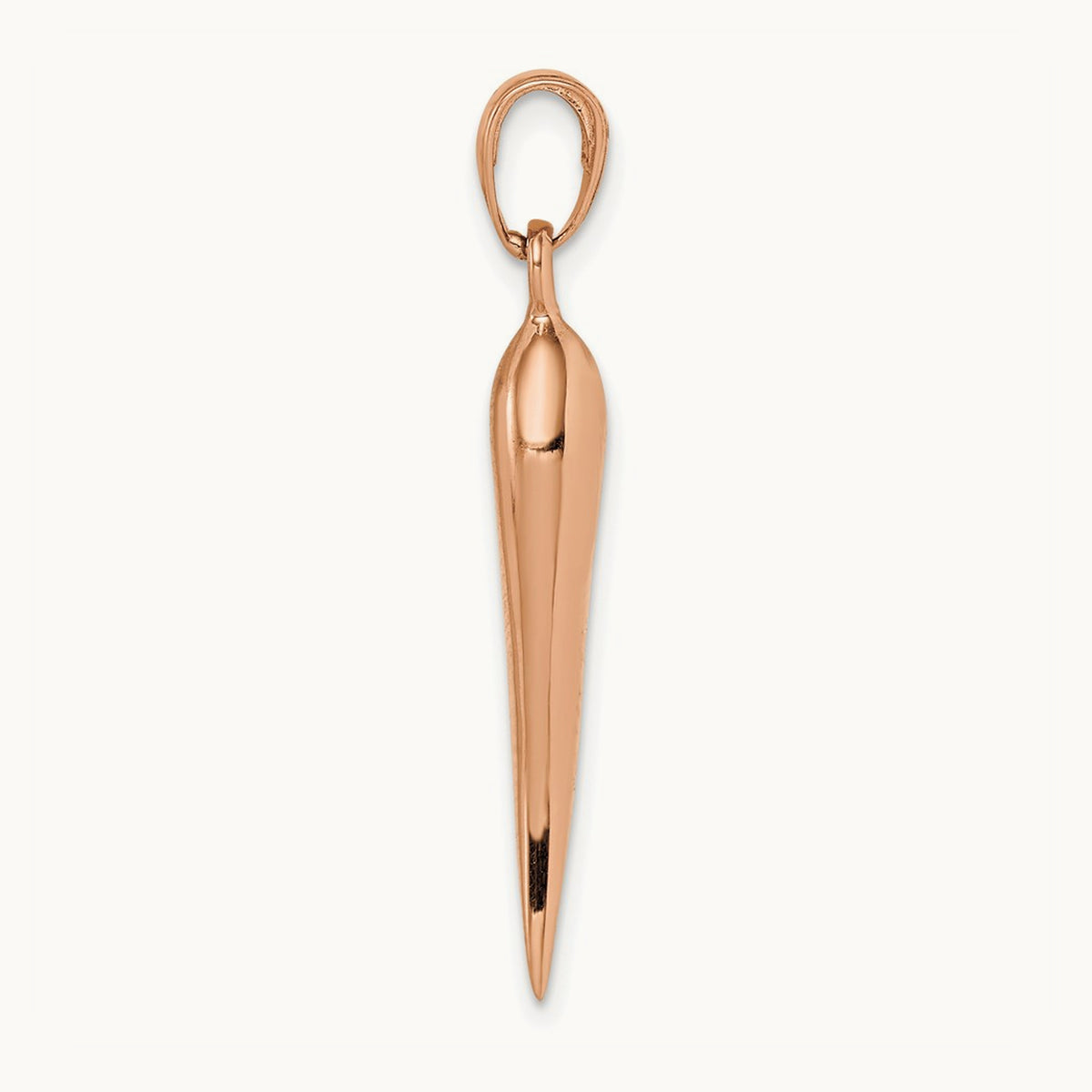 Large 3D Italian Horn Pendant — 14K Rose Gold