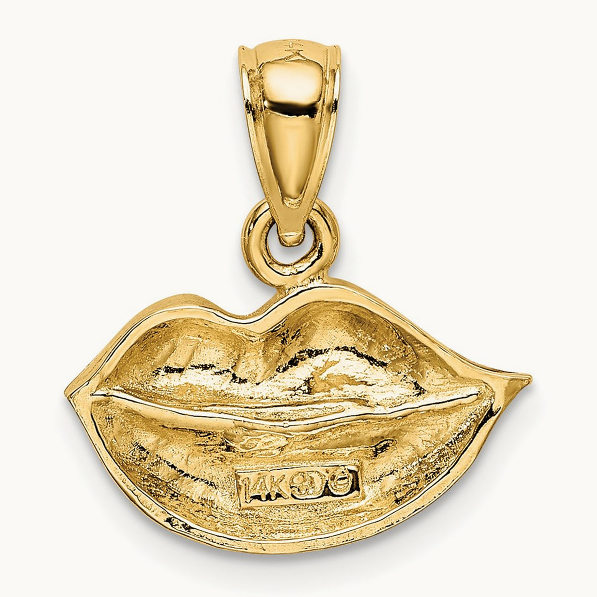2-D Polished Lips Charm, 14K