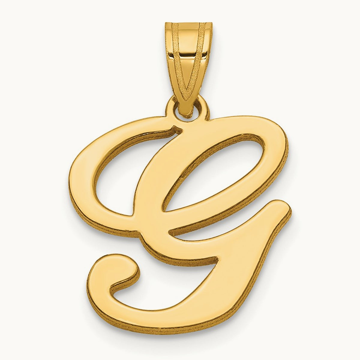 Script Letter G Initial Pendant, 14K