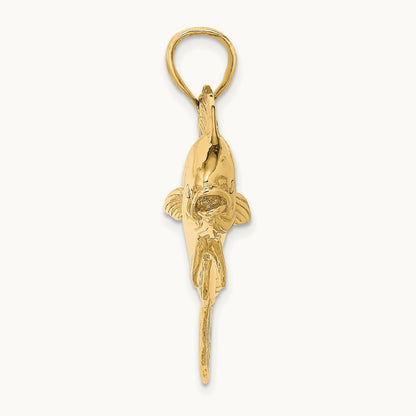 3-D Female Dorado (Mahi-Mahi) Charm, 14K