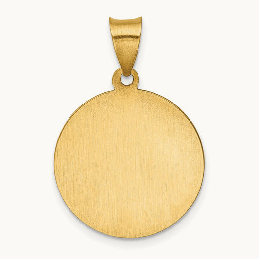 Polished and Satin St Peregrine Medal Hollow Pendant — 21mm