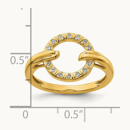 Polished Diamond Open Circle Fashion Ring, 14K