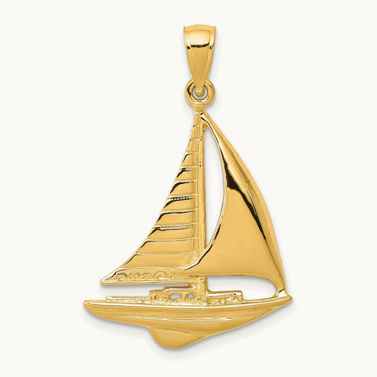 2-D Sailboat Pendant, 14K