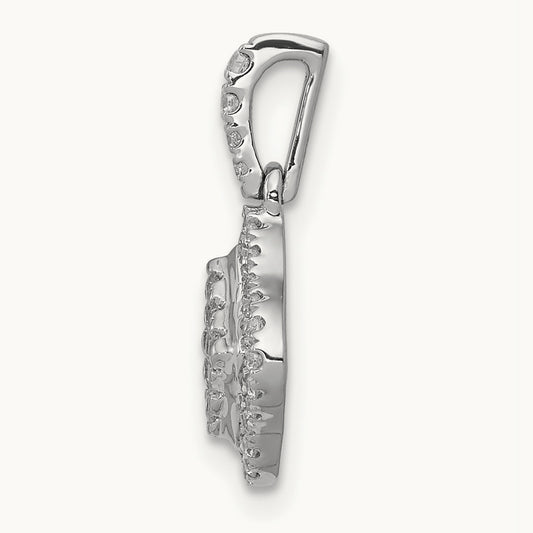 1/4ct. Diamond Cluster Pendant, 14K White Gold