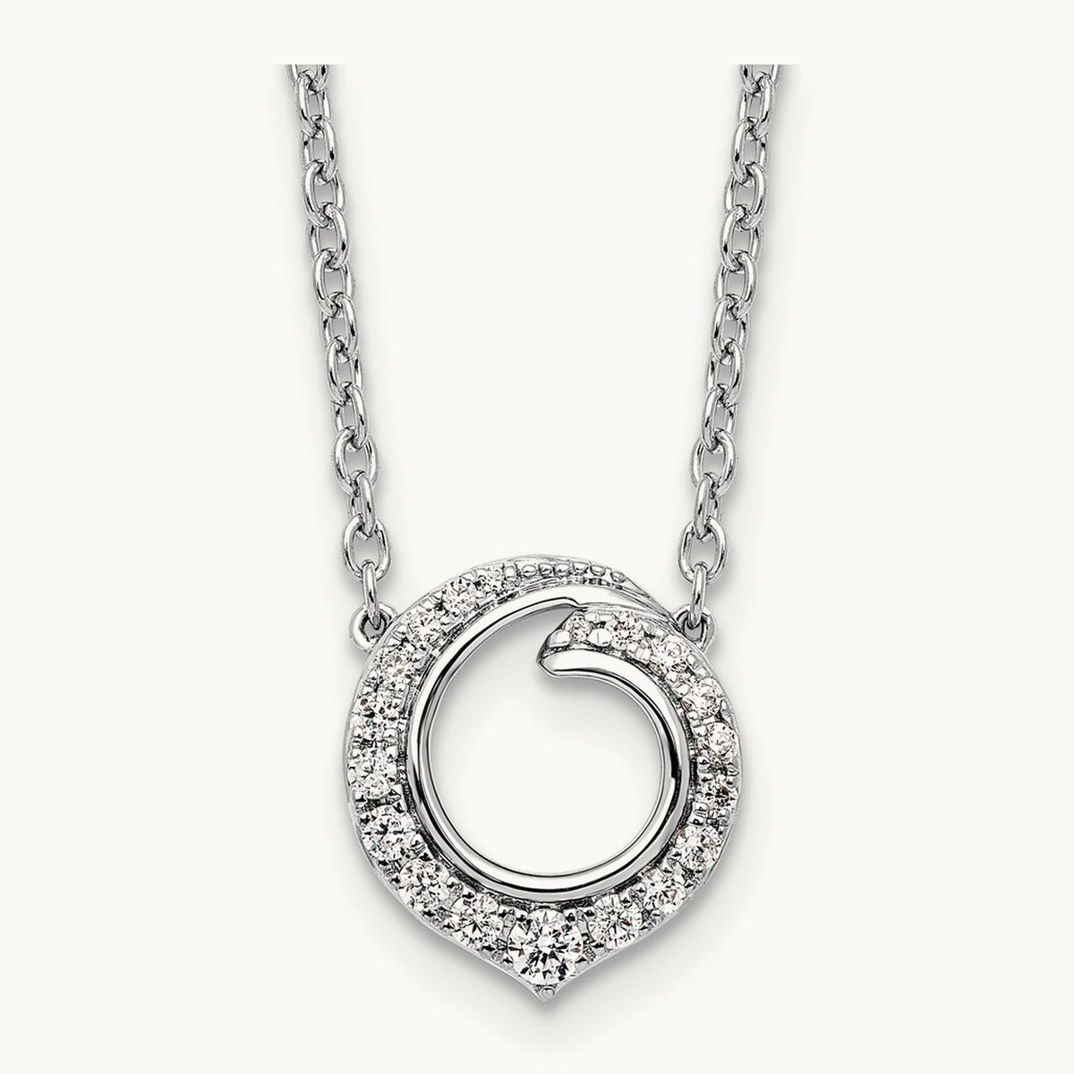 Fancy Circle Diamond 18in Necklace — 14K White Gold, 0.252 ct