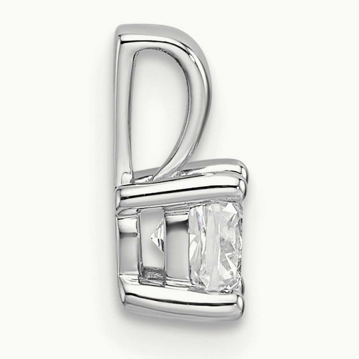 Cushion Four-Prong Pendant, 1/2-5 ct Lab-Grown Diamond — 14K White Gold