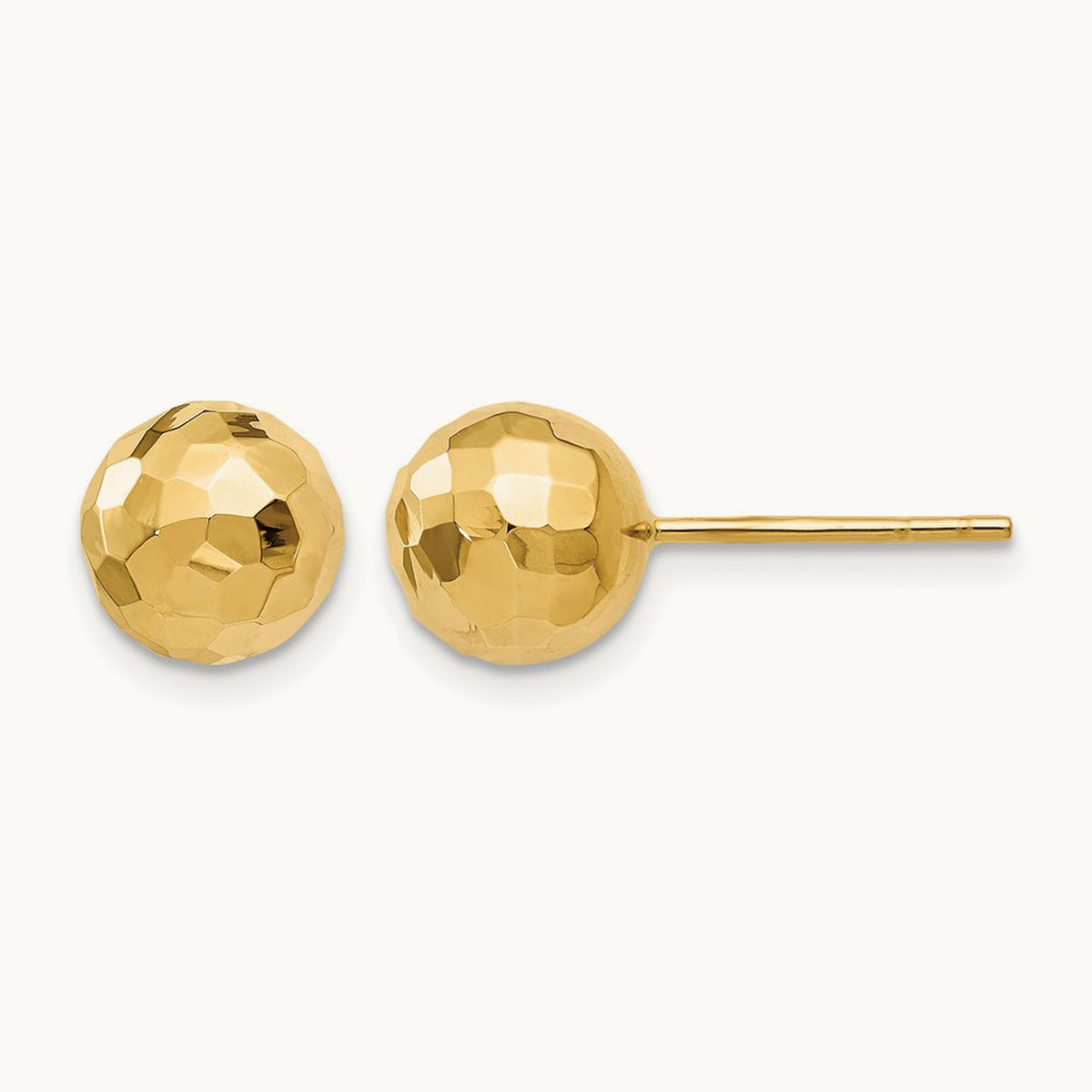 Polished Faceted Post Earrings — 14K Yellow Gold