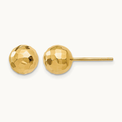 Polished Faceted Post Earrings — 14K Yellow Gold