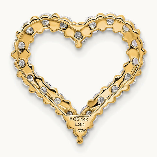 Heart Chain Slide, 1.00 ct tw Lab-Grown Diamond — 14K Yellow Gold