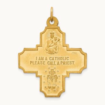 Solid Polished/Satin Large 4-Way Medal, 14K
