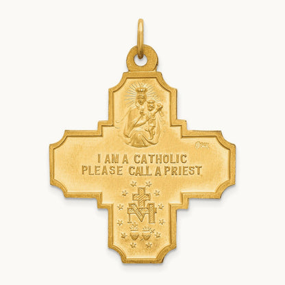 Solid Polished/Satin Large 4-Way Medal, 14K