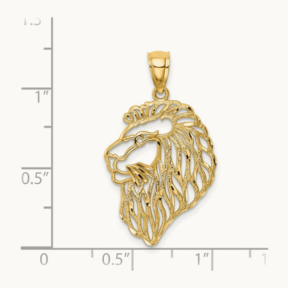 Diamond-Cut Lion Profile Pendant, 14K