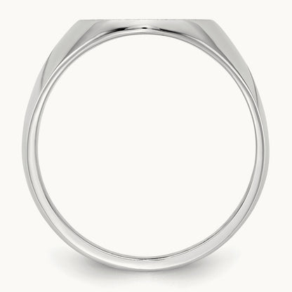 12.5x15.0xmm Closed Back Signet Ring, 14K White Gold