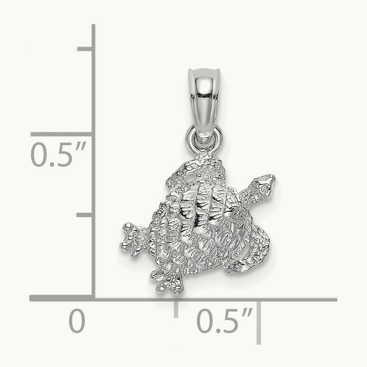 Textured Sea Turtle Charm — 14K White Gold