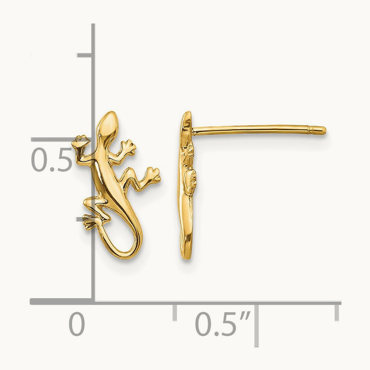 Polished Gecko Post Earrings, 14K