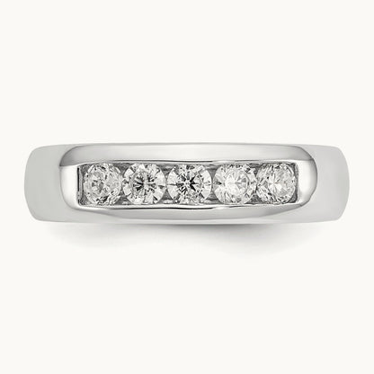 5-Stone Diamond Channel Band, 14K White Gold