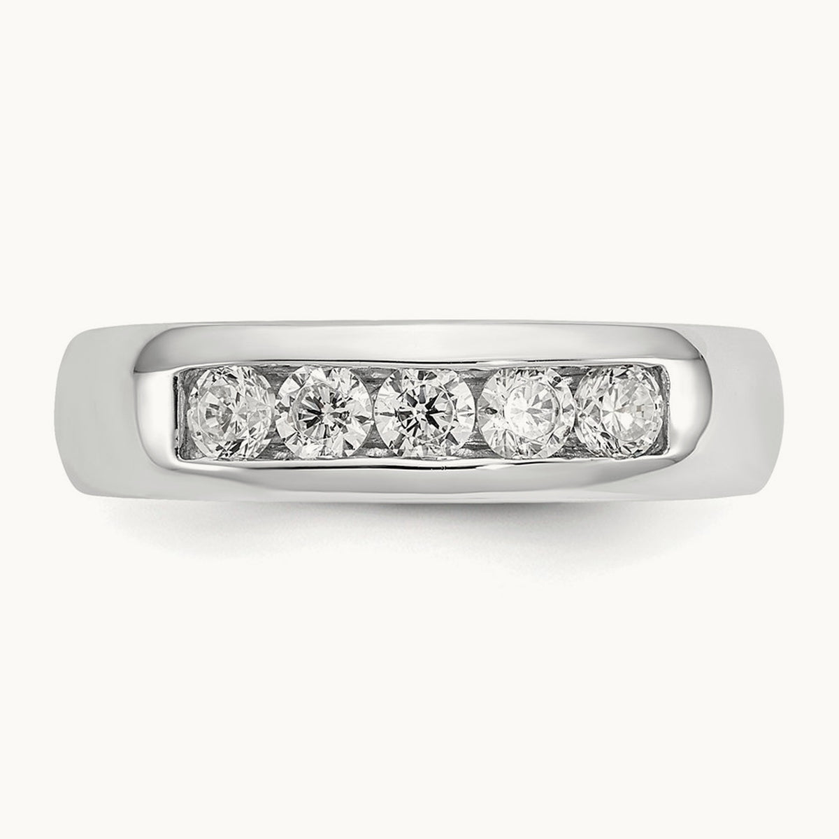 5-Stone Diamond Channel Band, 14K White Gold