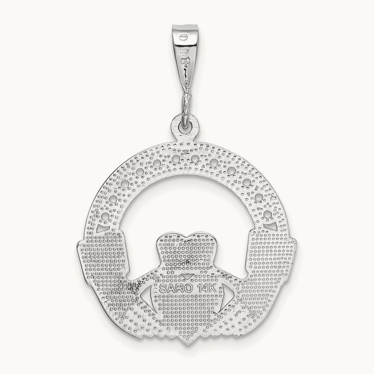 Claddagh Pendant, 14K White Gold
