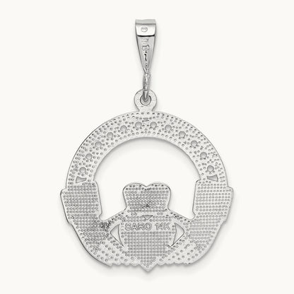 Claddagh Pendant, 14K White Gold