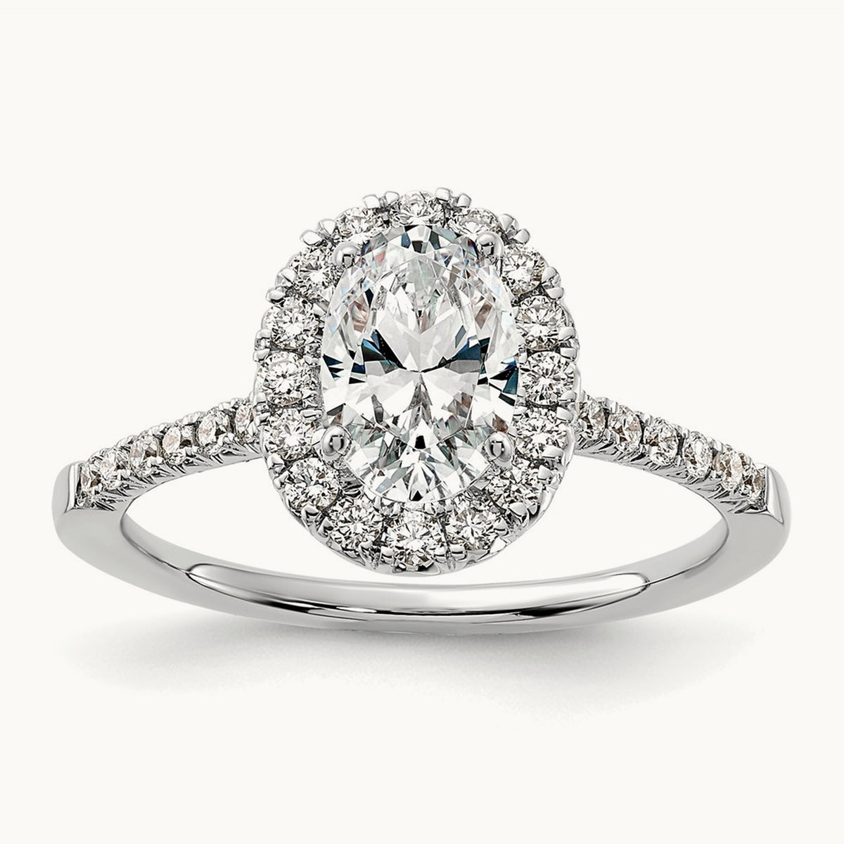 Oval Halo Engagement Ring, 0.25-2.50 ct tw Lab-Grown Diamond — 14K White Gold