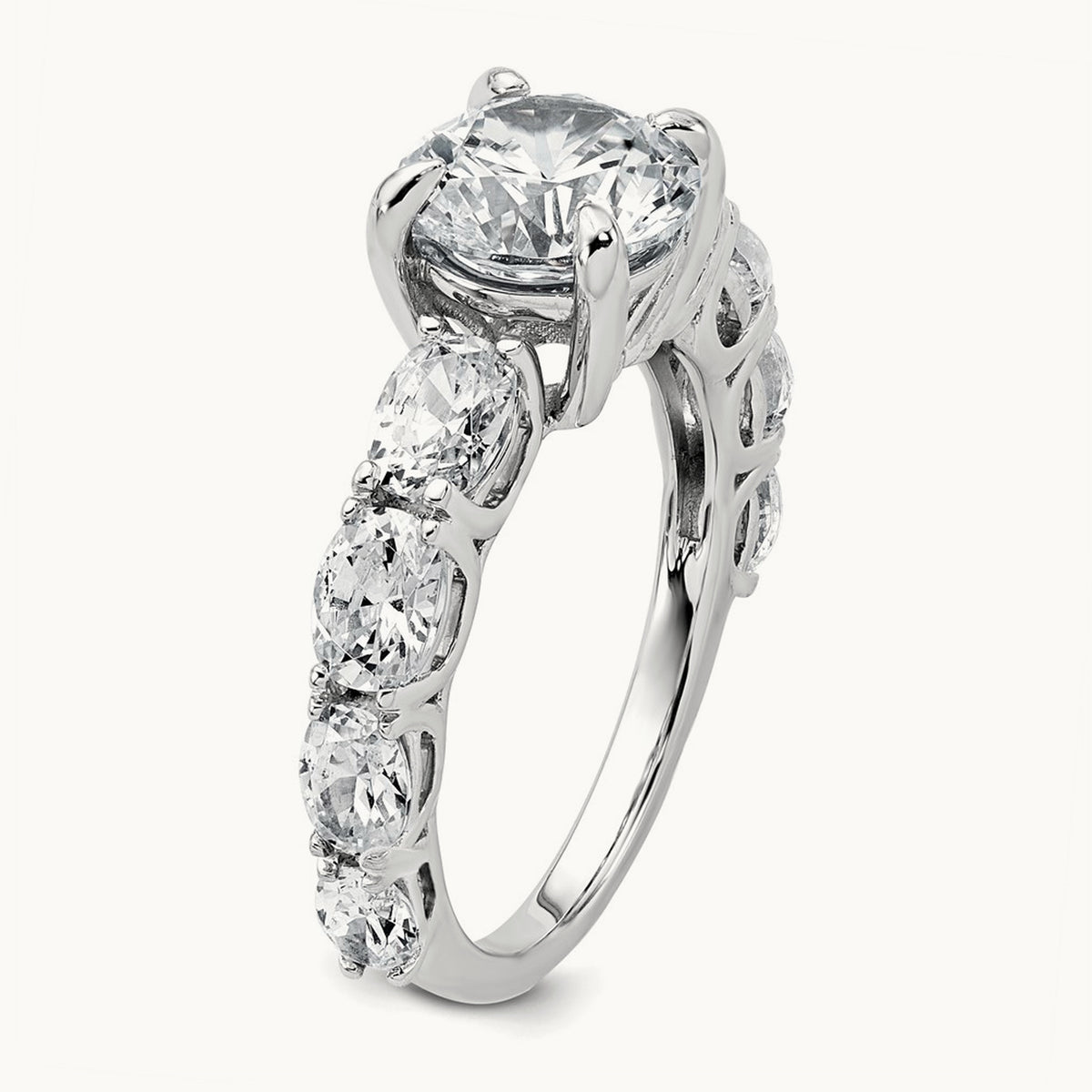 3 3/4 Round Engagement Ring, 3.75 ct tw Lab-Grown Diamond — 14K White Gold