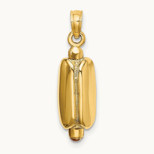3-D Enamel Hot Dog w/ Bun Charm, 14K