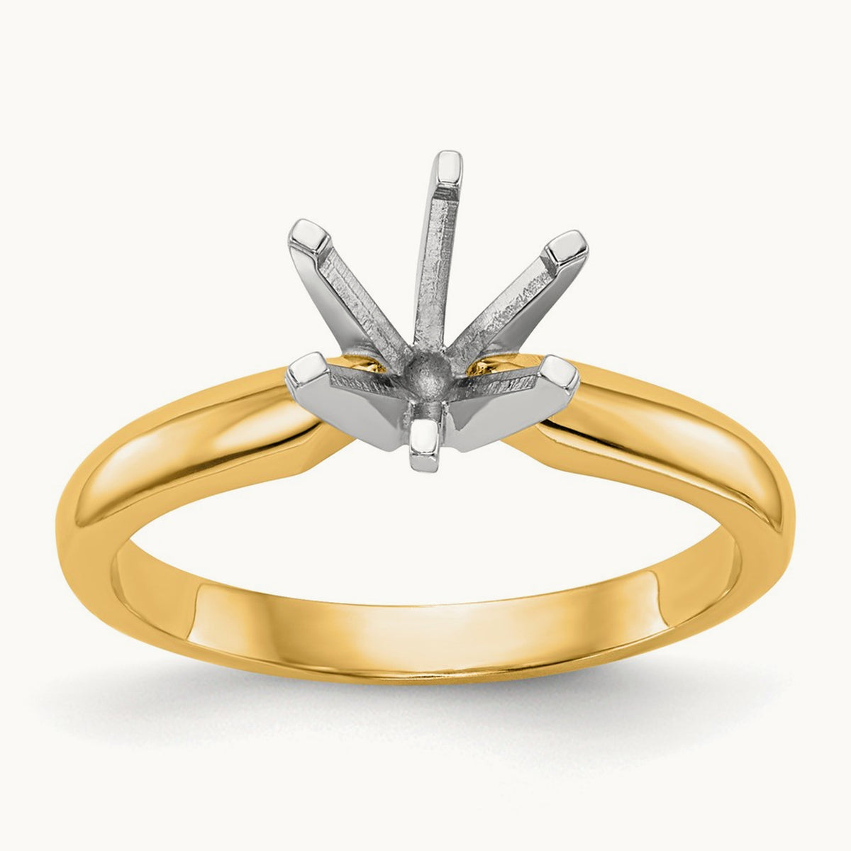 1/3ct. Medium-Wt Knife Edge 6-Prong Ring Mounting, 14K Two-tone