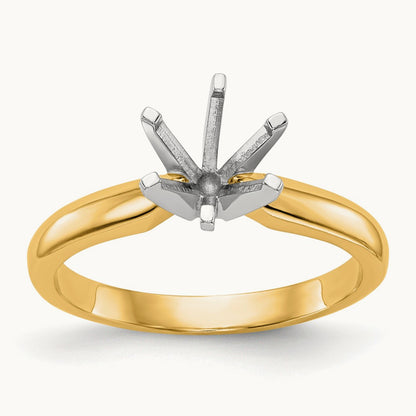 2ct. Medium-Wt Knife Edge 6-Prong Ring Mounting, 14K Two-tone