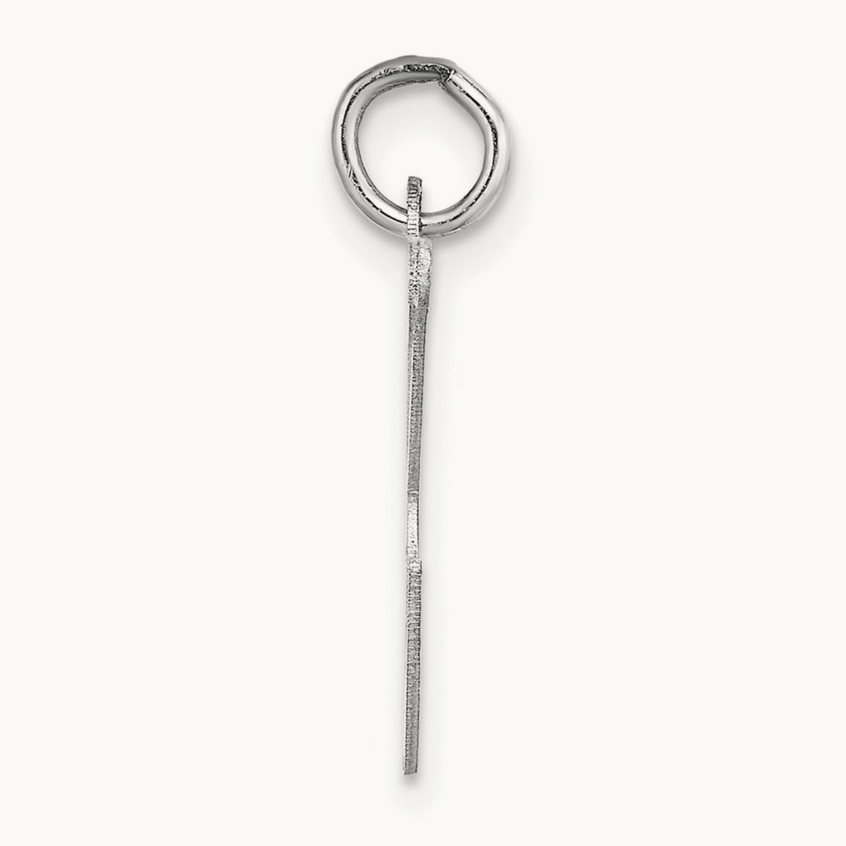 Large Fancy Script Initial Charm — 14K White Gold, K