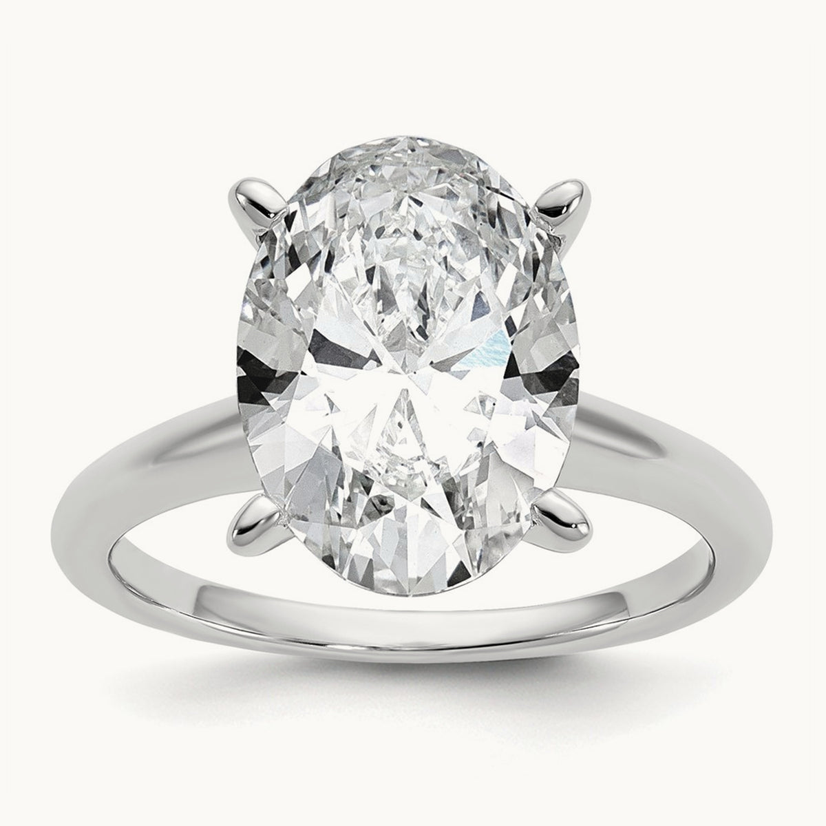 Oval Solitaire Engagement Ring, 0.50-5.00 ct tw Lab-Grown Diamond — 4 ct, 14K White Gold