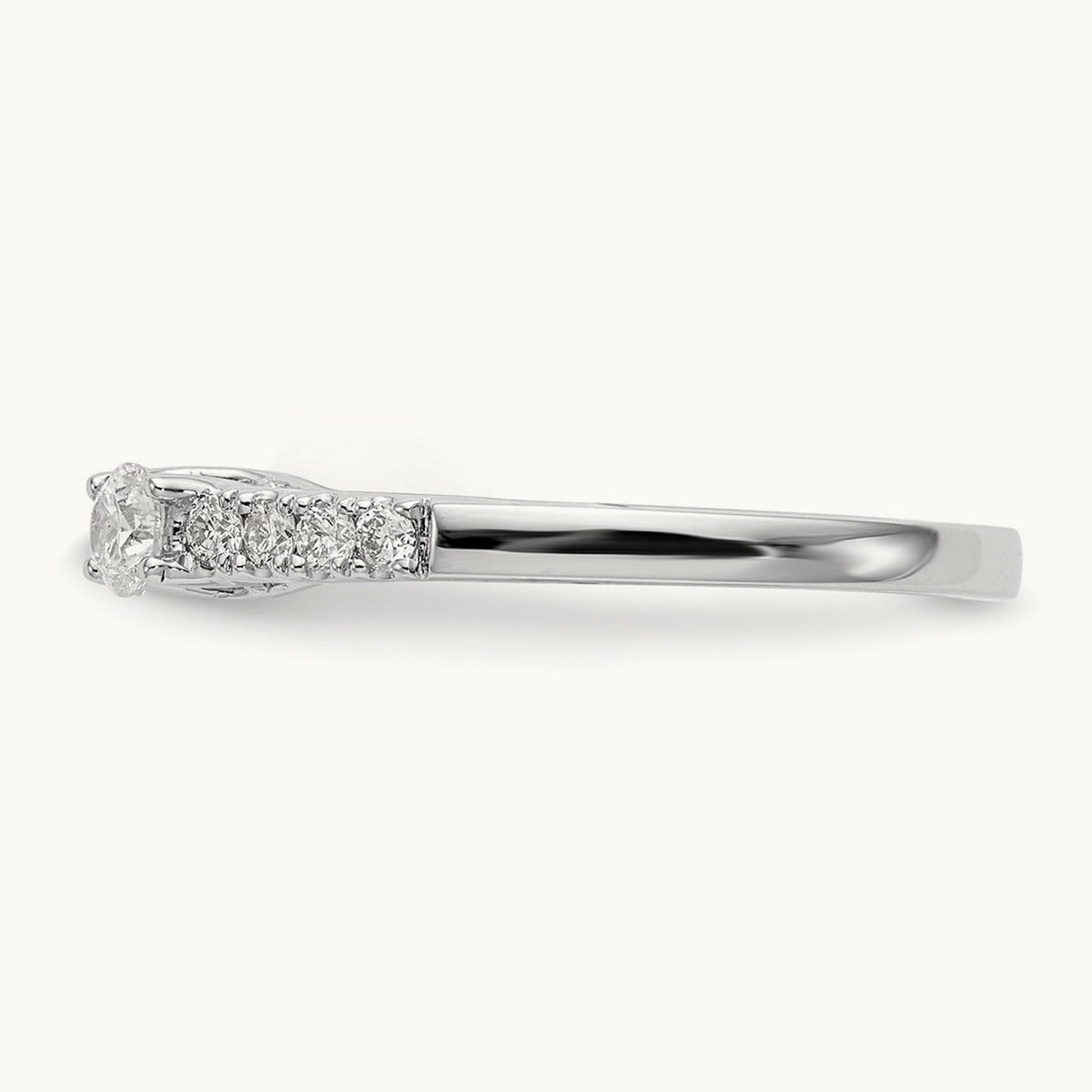 3-Stone Diamond Peg Set Semi-mount Engagement Ring, 14K White Gold