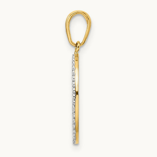 Diamond-cut Dog in Oval Pendant, 14K with White Rhodium