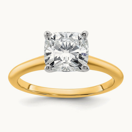 14ktt 2ct Lab Grown Diamond VS/SI+ G+ Cushion Comp Solitaire Eng Ring
