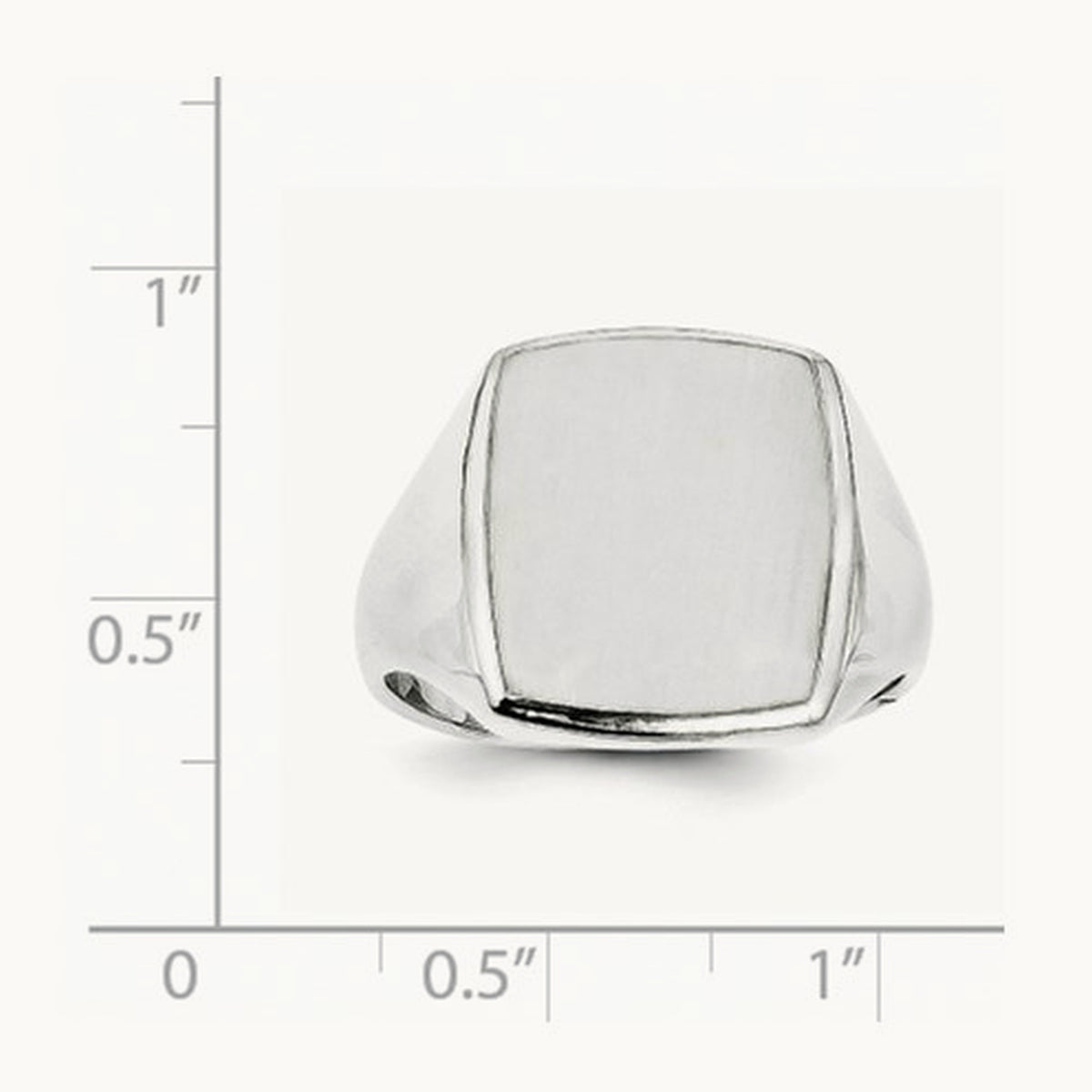 13.0x15. Closed Back Mens Signet Ring, 0mm, 14K White Gold