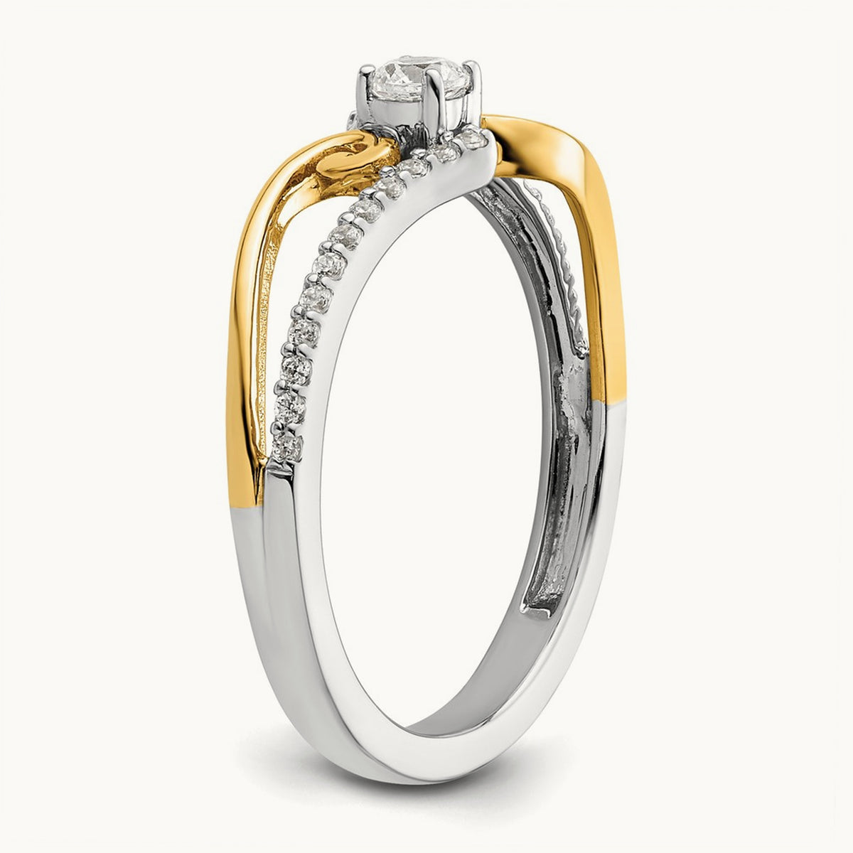 ByPass Round Complete Diamond Promise/Engagement Ring, 14K Two-tone