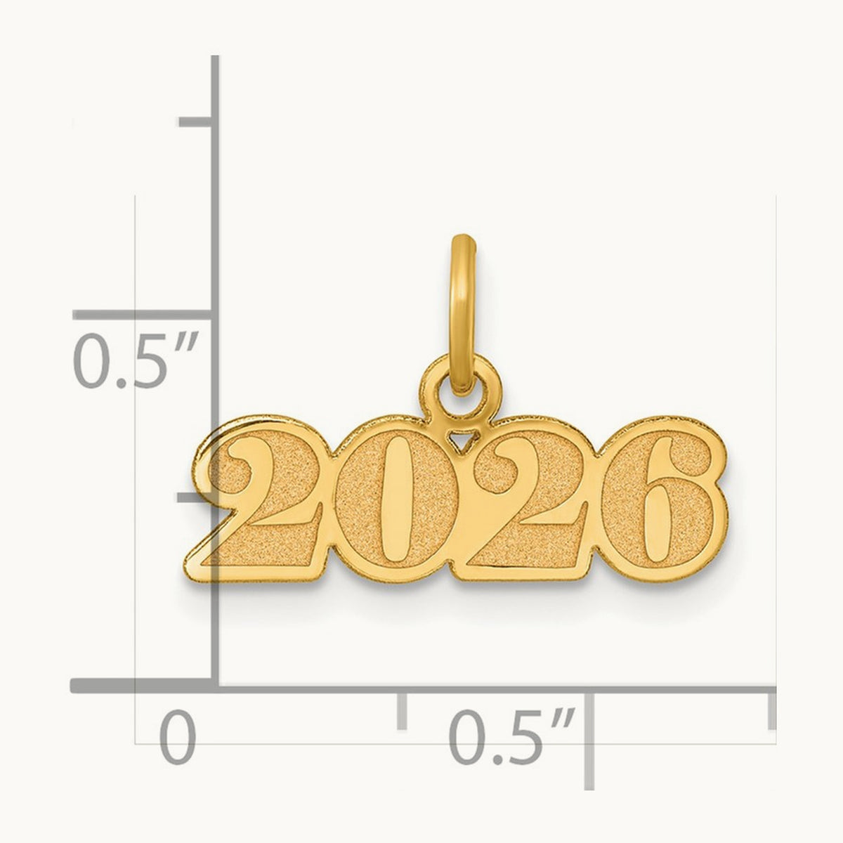 Polished and Satin Horizontal 2026 Charm, 14K