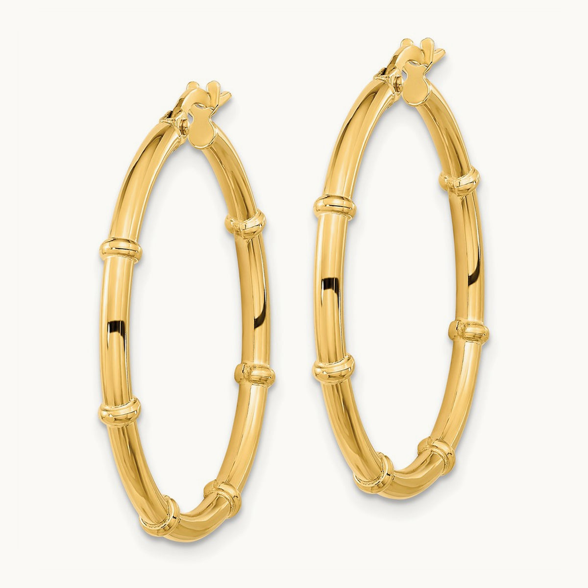 Polished Fancy Hoop Earrings — 14K Yellow Gold, 28.75mm