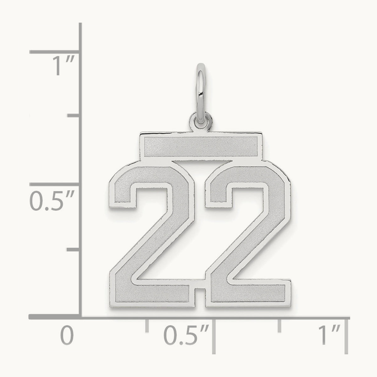 Medium Satin Number 22 Charm — 14K White Gold