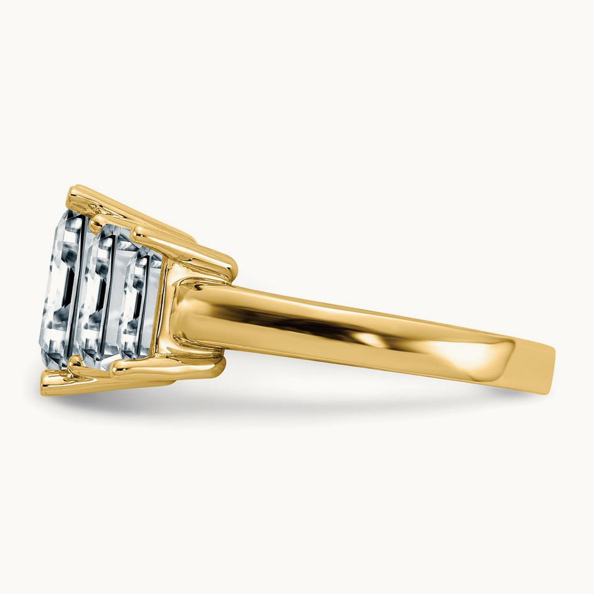 Emerald-cut 3-Stone Engagement Ring Mounting — 14K Yellow Gold