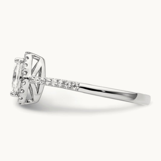 White Sapphire April Birthstone Ring, 0.20 ct tw Lab-Grown Diamond