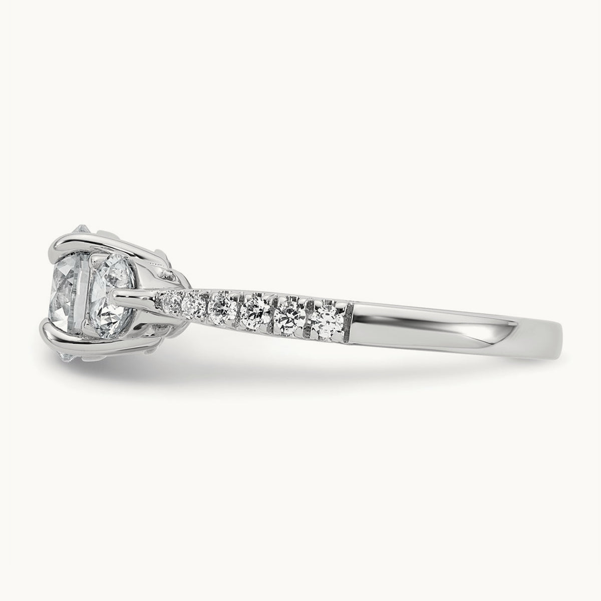 Round 3 Stone Engagement Ring, 1.50-3.00 ct tw Lab-Grown Diamond — 1 5/8 ct, 14K White Gold