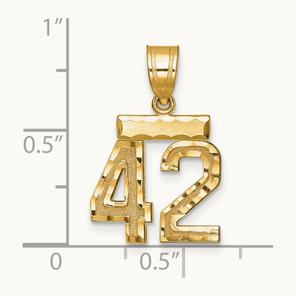 Small Brushed Diamond-cut Number 42 Charm, 14K