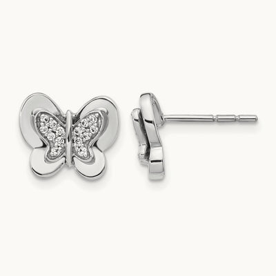 Diamond Butterfly Earrings, 14K White Gold
