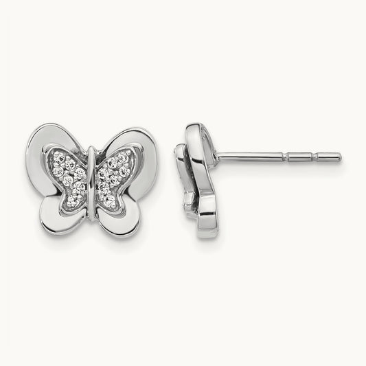 Diamond Butterfly Earrings, 14K White Gold