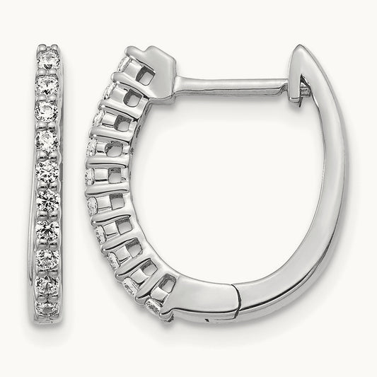 Diamond Hinged Hoop Earrings — 14K White Gold, 16mm, 0.24 ct