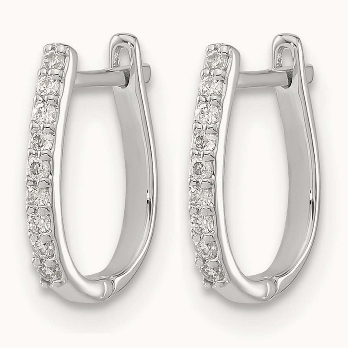 Diamond Hinged Hoop Earrings, 14K White Gold