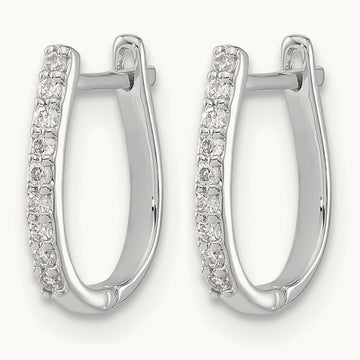 Diamond Hinged Hoop Earrings, 14K White Gold